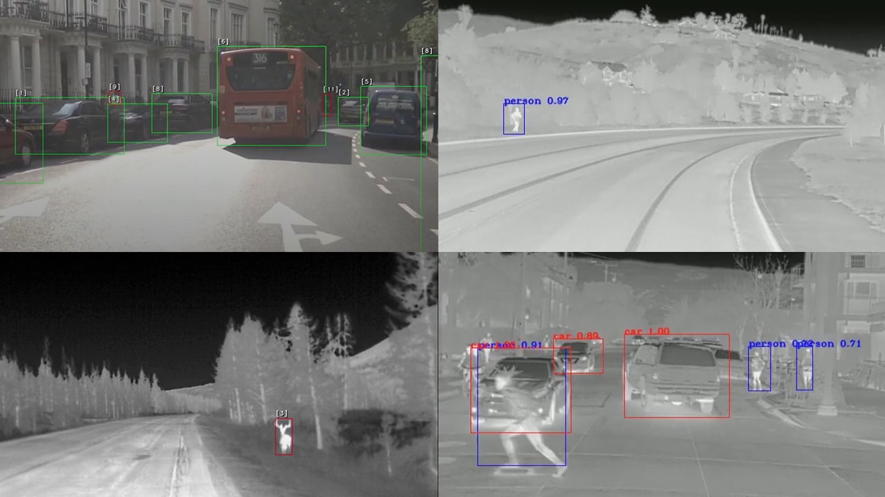 ADAS Thermal Image Collage with Bounding Boxes and Labels