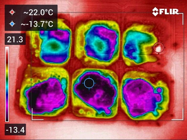a thermal image of frozen microwave dumplings