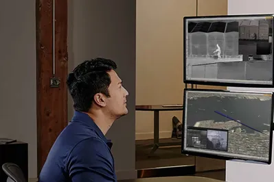a man looking at flir nexus software on a computer