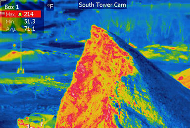 a50 a70 woodpile south tower cam - Wczesne wykrywanie pożaru przy pomocy kamery termowizyjnej FLIR A50/A70