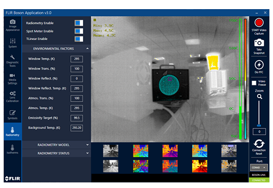 Screenshot of Boson camera GUI 